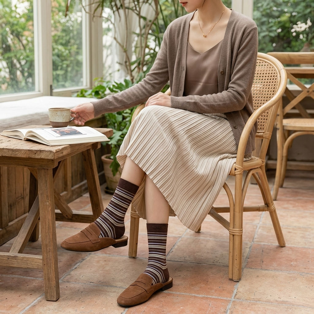 Vớ / Tất vớ nữ cổ cao họa tiết Vintage/Morigirl phong cách retro Hàn Quốc -TN-2606-01