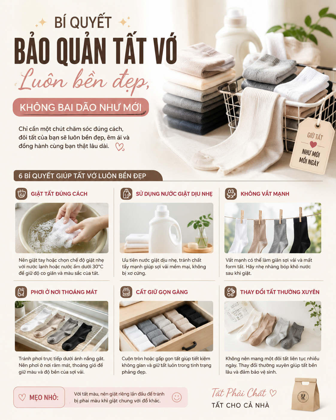 Bí Quyết Bảo Quản Tất Vớ Luôn Bền Đẹp, Không Bai Dão Như Mới