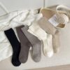 Tất Cotton Nữ Cổ Cao Vặn Thừng Thu Đông Tông Màu Trung Tính Basic