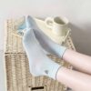 Tất Cotton Nữ Cổ Ngắn Gân Tăm Thêu Hình Trái Tim Phong Cách Hàn Quốc