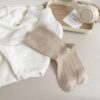Tất Cotton Nữ Cổ Cao Vặn Thừng Thu Đông Tông Màu Trung Tính Basic