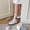Tất Cotton Nữ Cổ Cao Họa Tiết Dệt Cún Và Mèo Dễ Thương Phong Cách Hàn Quốc
