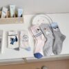 Tất Cotton Nữ Cổ Cao Thêu Hình Cún Hoạt Hình Tone Pastel Hàn Quốc