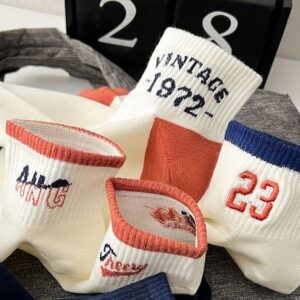 Tất Cotton Cổ Ngắn Thể Thao Thêu Chữ Số 23 Vintage 1972 Nam Nữ