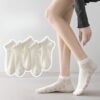 Tất Cổ Ngắn Nữ Cotton Lưới Mỏng Mát Màu Pastel Gân Tăm Ren Nơ Hàn Quốc