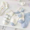 Tất Cổ Thấp Nữ Cotton Họa Tiết Dâu Gấu Tulip Tông Pastel Dễ Thương