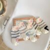 Tất Cotton Cổ Ngắn Nữ Kẻ Sọc Ngang Gót Màu Tương Phản Phong Cách Hàn Quốc