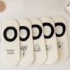 Tất Lười Cotton Nữ Họa Tiết Happy Bear Và Nửa Bàn Chân Chống Tụt