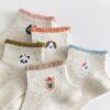 Tất Cotton Cổ Ngắn Nữ Mix Mẫu Trơn Chấm Bi Thêu Thú Viền Bèo Pastel