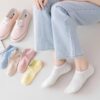 Tất Cotton Cổ Ngắn Nữ Mix Mẫu Trơn Chấm Bi Thêu Thú Viền Bèo Pastel