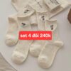 Tất Cotton Nam Nữ Cổ Trung Gân Trơn 9 Màu Basic Mềm Mịn Thoáng Khí