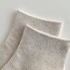 Tất Cotton Gân Tăm Basic Cổ Trung Màu Kem Phong Cách Hàn Quốc