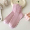 Tất Cotton Nữ Cổ Trung Gân Trơn 9 Màu Pastel Basic Phong Cách Hàn Quốc