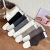 Tất Cotton Cổ Cao Nữ Chun Nhún Slouchy Trơn Nhiều Màu Mềm Mịn Phong Cách Hàn Quốc