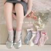 Set 5 Đôi Tất Lưới Cổ Bèo Bé Gái Tông Pastel Đính Nơ Viền Màu Hàn Quốc