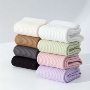 Tất Yoga Pilates Cotton Gân Trơn Đế Silicone Chống Trượt Nhiều Màu Pastel