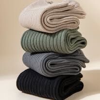 Tất Cotton Gân To Bản Cổ Trung Cao Trơn Basic 4 Màu Be Xanh Rêu Xám Đen