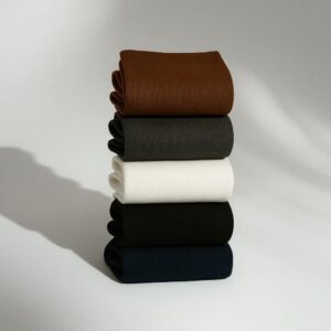 Tất Cotton Nam Nữ Cổ Cao Trơn Basic 5 Màu Nâu Xám Kem Đen Navy